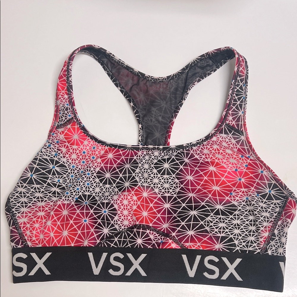 VSX Pink and Black Patterned Sports Bra